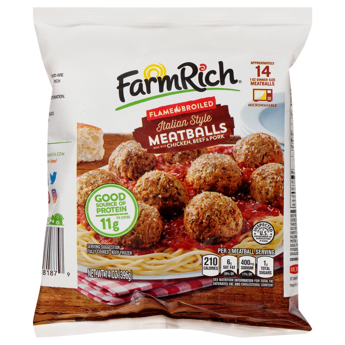 slide 3 of 11, Farm Rich Italian Style Meatballs 14 oz. Bag, 14 oz