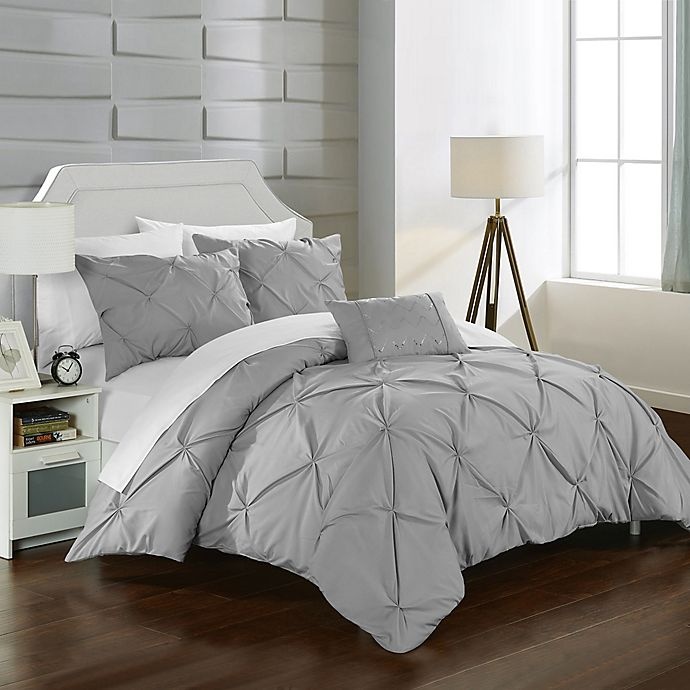 slide 1 of 5, Chic Home Salvatore Queen Duvet Cover Set - Silver, 1 ct