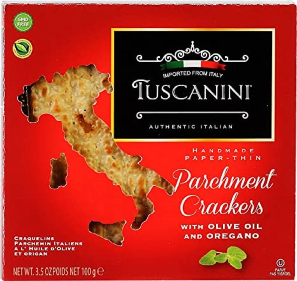 slide 1 of 1, Tuscanini Parchment Crackers With Olive Oil & Oregano, 3.5 oz