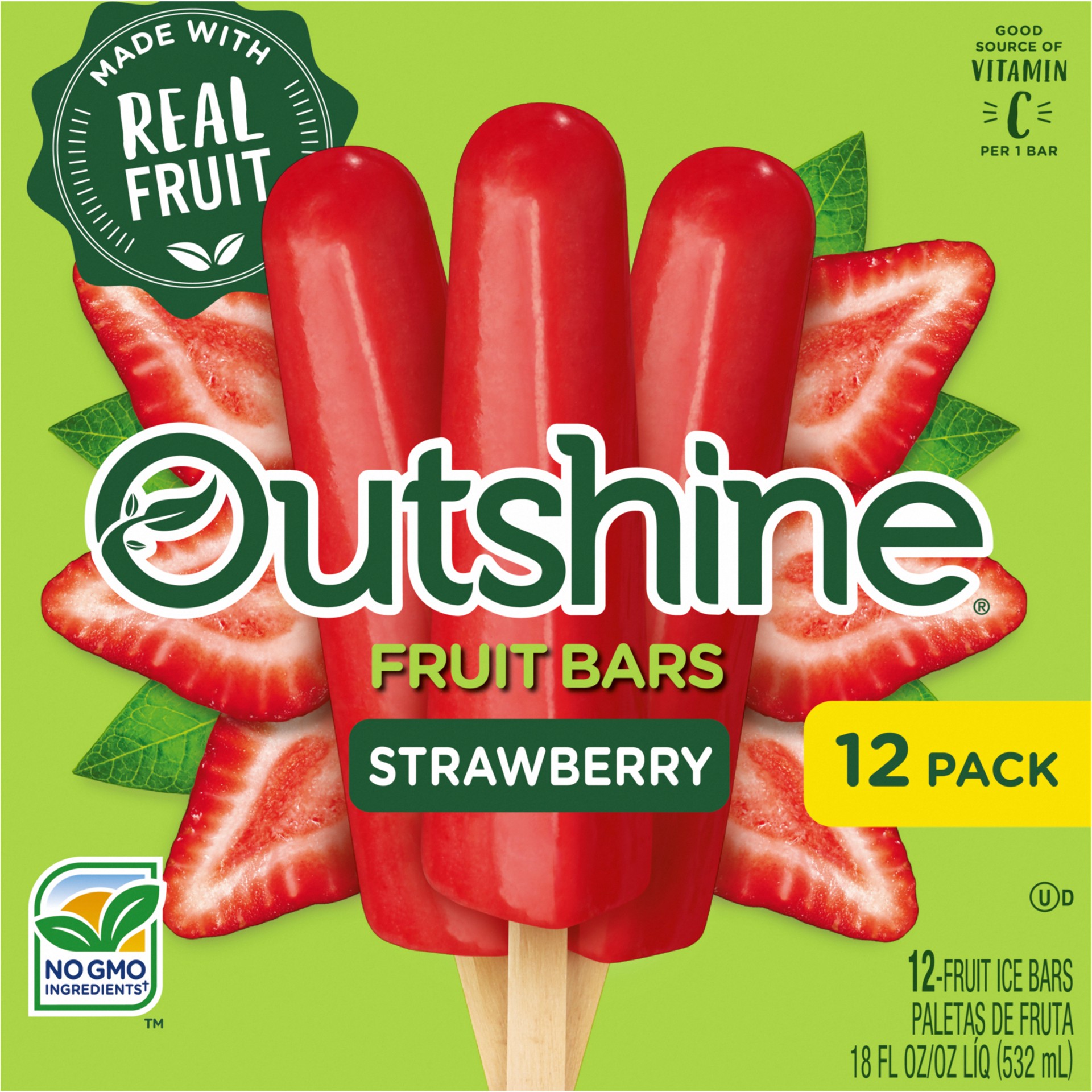 slide 1 of 5, Outshine 12 Pack Strawberry Fruit Bars, 12 ct