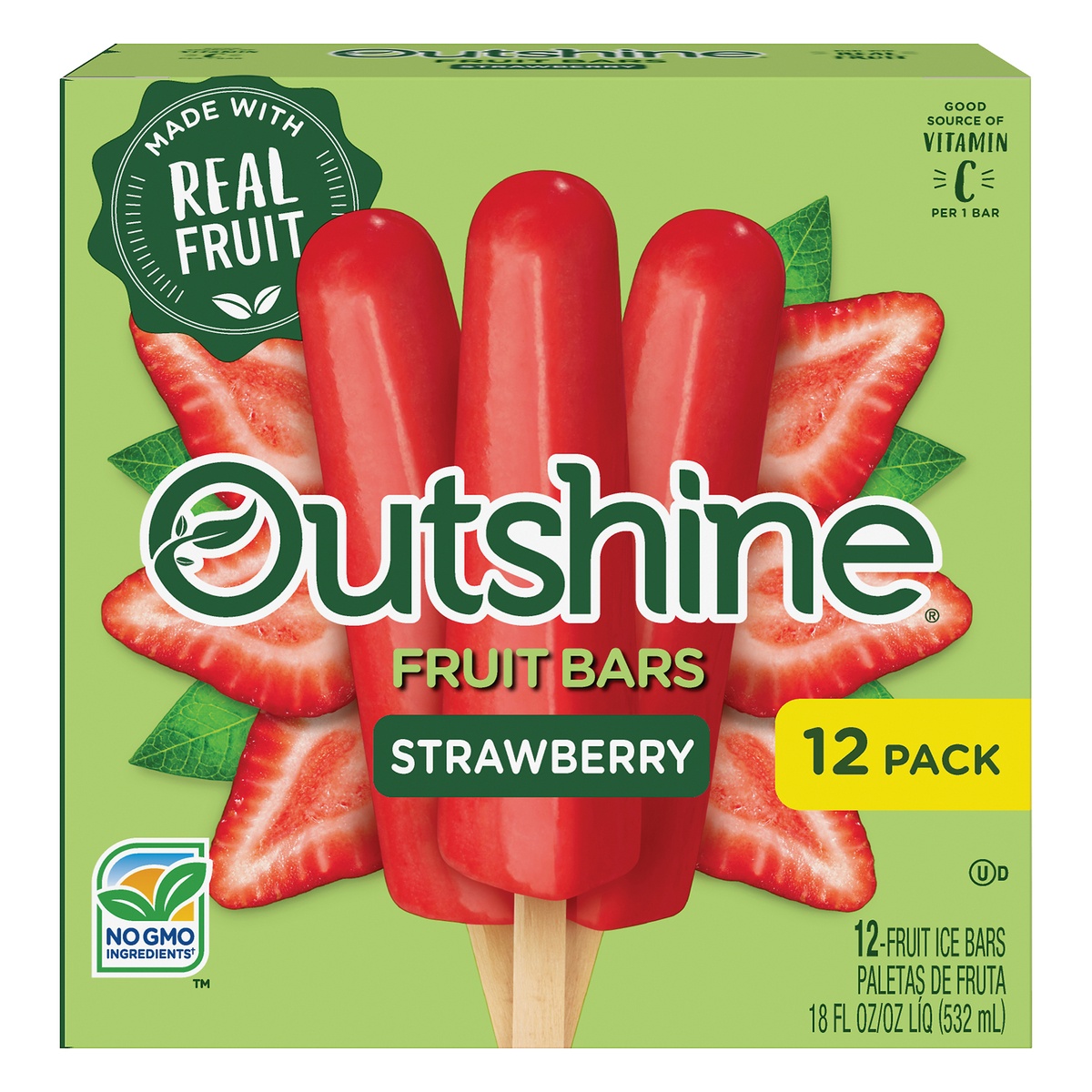 slide 1 of 1, Outshine Strawberry Frozen Fruit Bars Bullet Pack, 18 fl oz