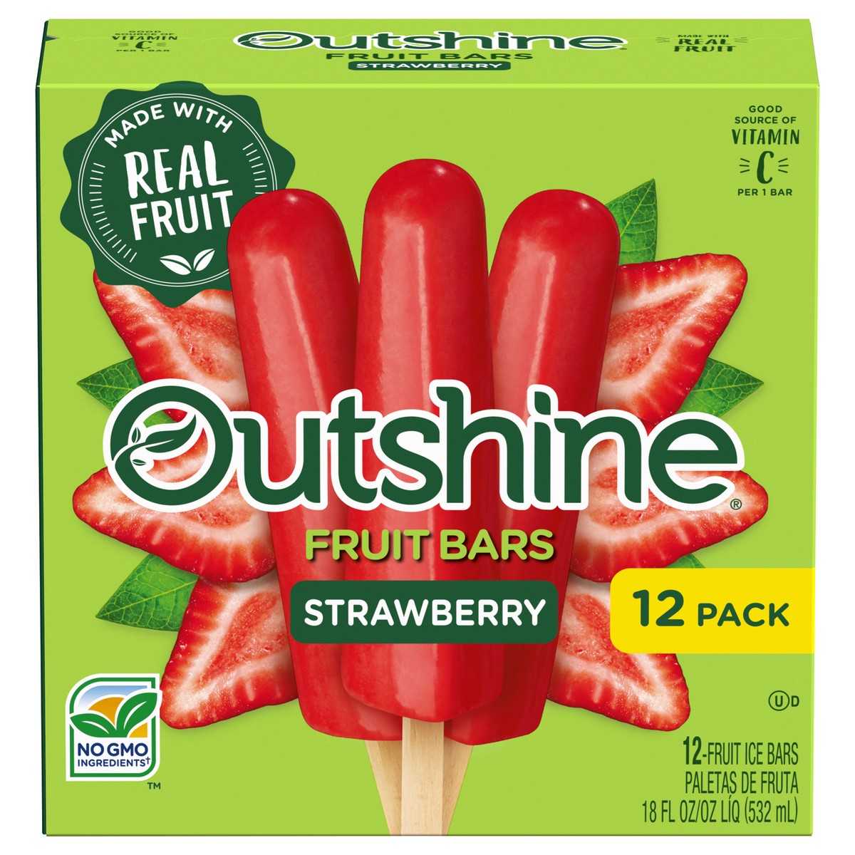 slide 1 of 5, Outshine 12 Pack Strawberry Fruit Bars, 12 ct