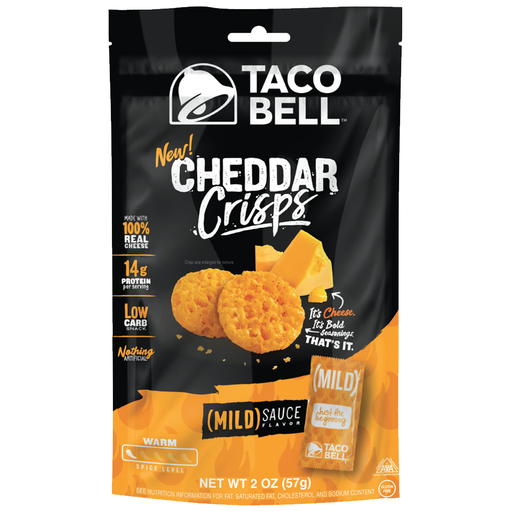 slide 1 of 1, Taco Bell Cheddar Crisps, Mild Sauce Flavor, 2 oz