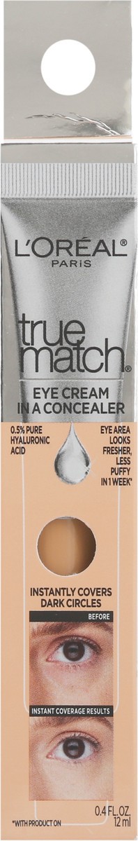 slide 1 of 9, L'Oreal Paris True Match Eye Cream in a Concealer, 0.5% hyaluronic acid, 0.4 oz