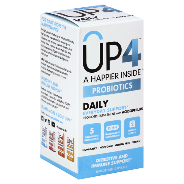 slide 1 of 1, up4 Probiotics Daily Probiotic Dietary Supplement Capsules, 60 ct