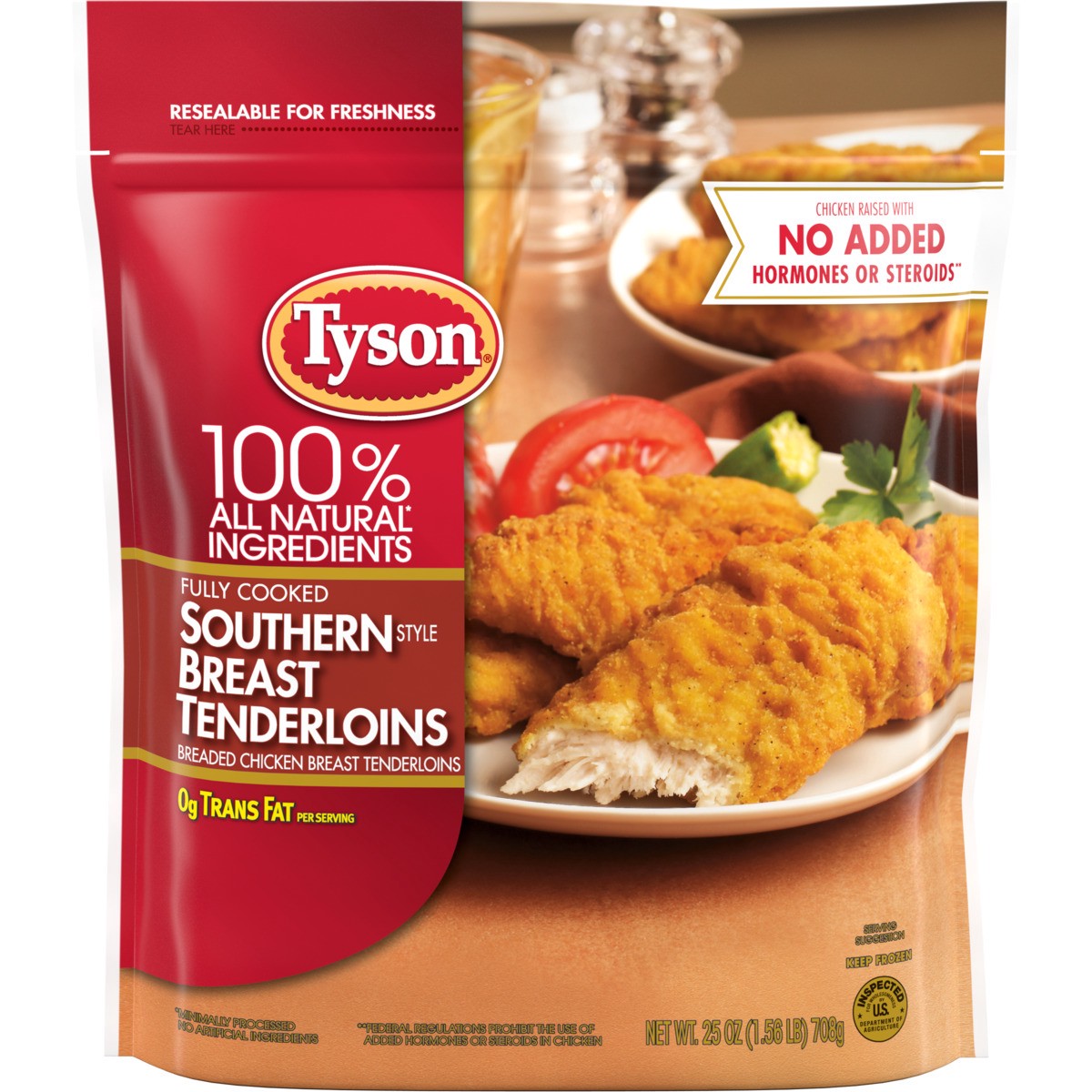 slide 5 of 10, Tyson All Natural Southern Breast Tenderloins - Frozen - 25oz, 25 oz