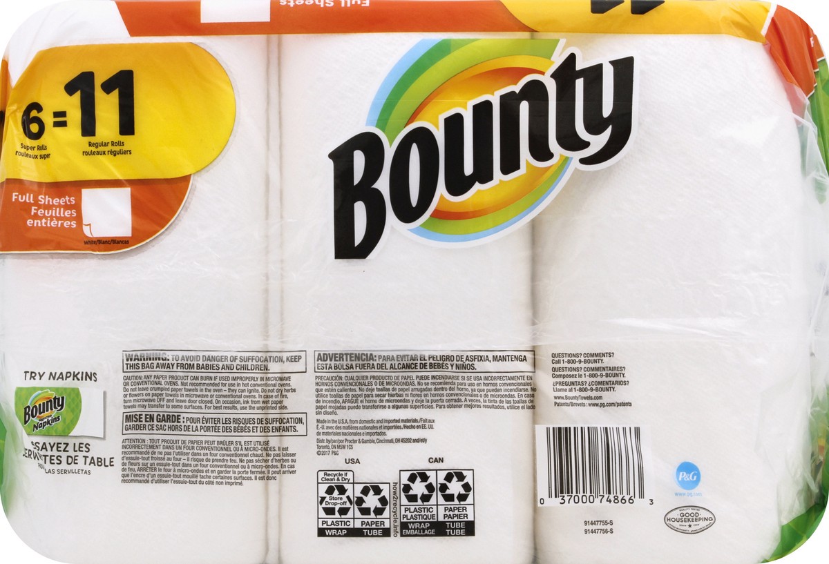 slide 7 of 10, Bounty Paper Towels 6 ea, 6 ct