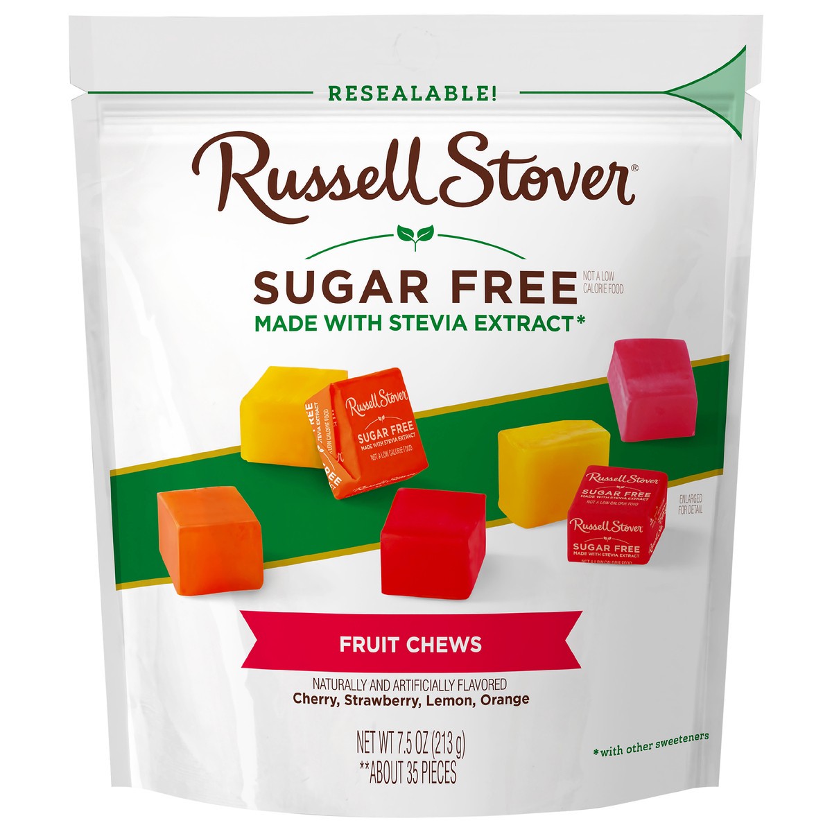 slide 1 of 7, RUSSELL STOVER Sugar Free Fruit Chews, 7.5 oz. bag (˜ 35 pieces), 7.5 oz