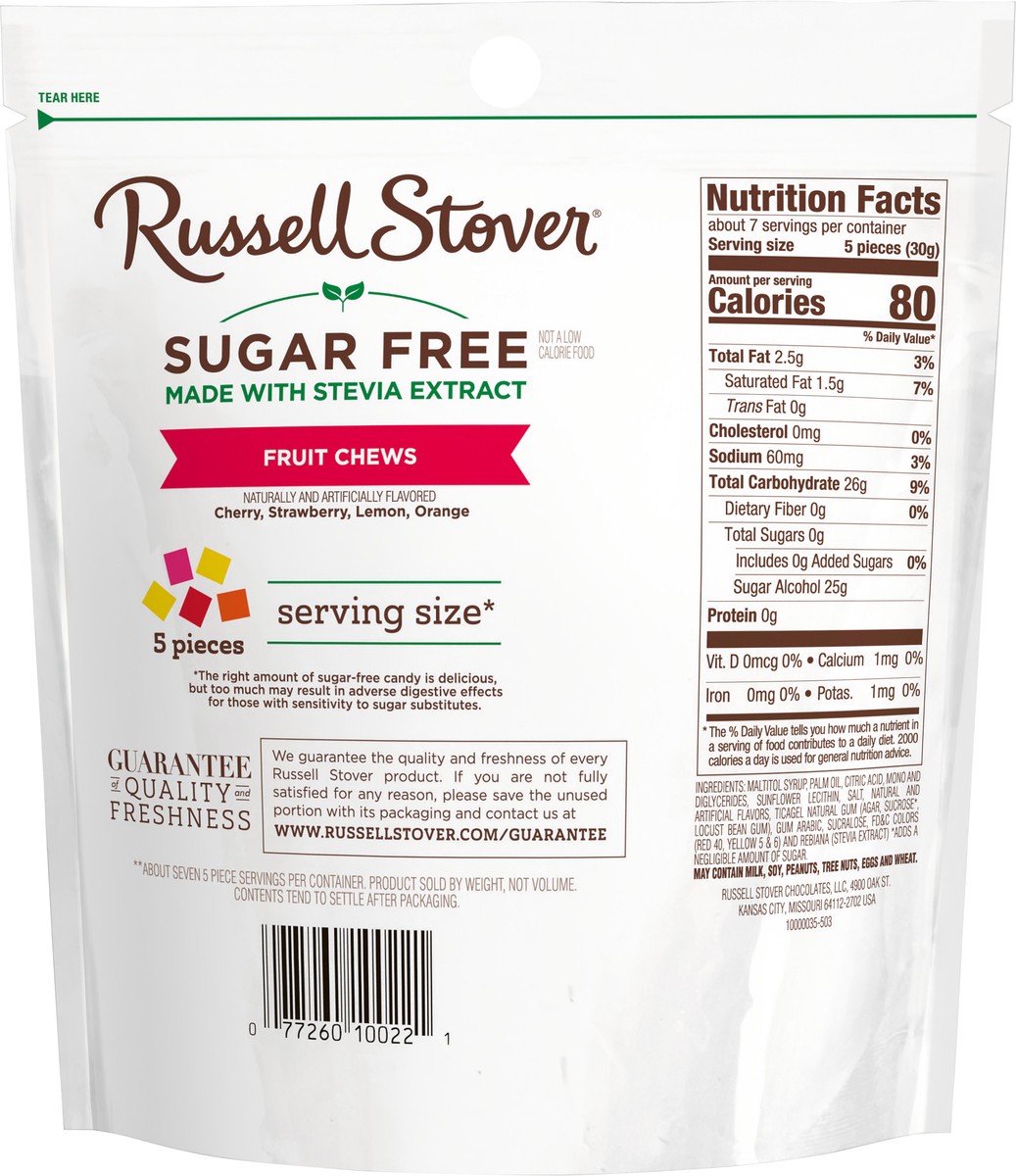 slide 2 of 7, RUSSELL STOVER Sugar Free Fruit Chews, 7.5 oz. bag (˜ 35 pieces), 7.5 oz