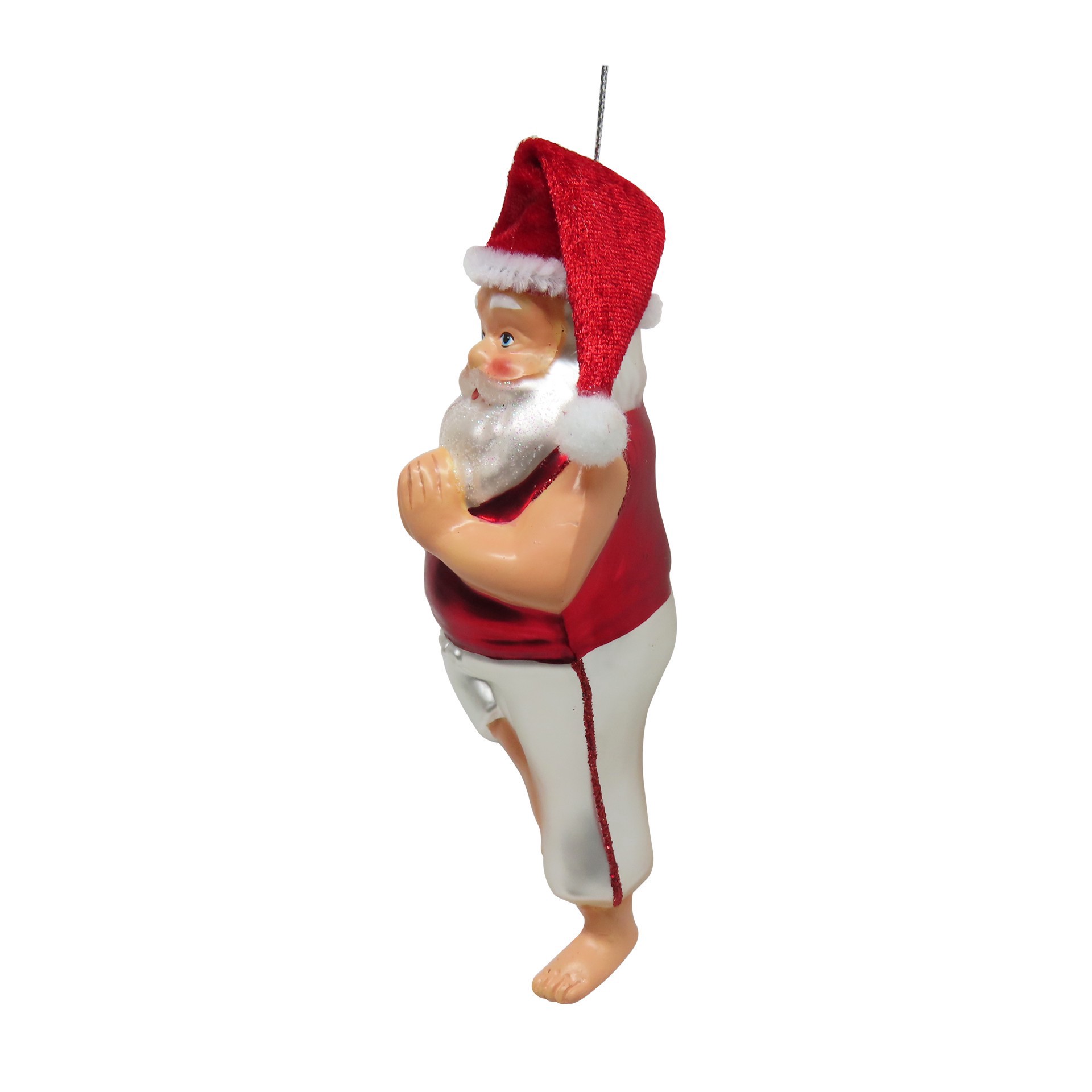 slide 3 of 3, 6.25" Yoga Pose Santa Glass Ornament By Ashland, 2.25 in x 2 in x 6.25 in