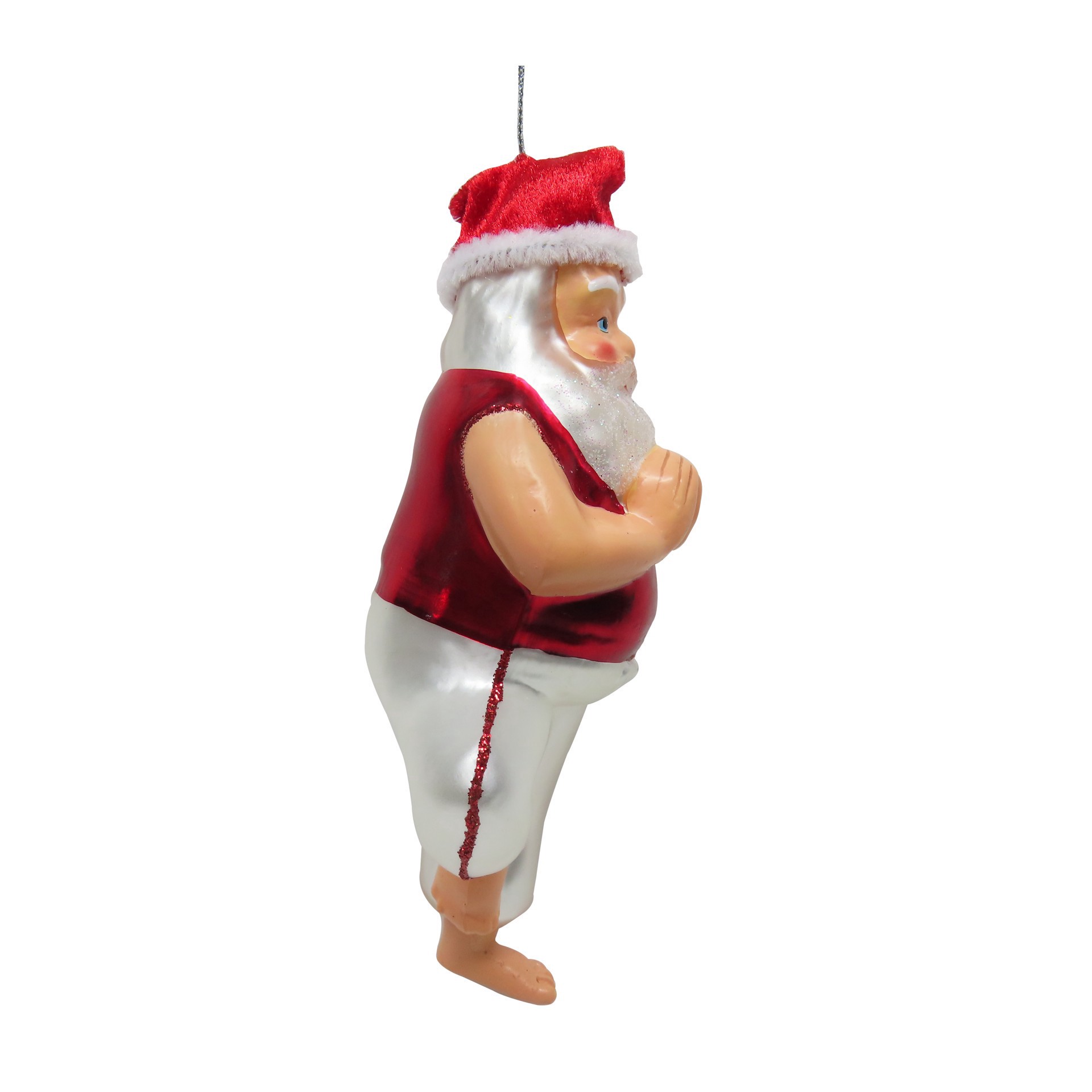 slide 2 of 3, 6.25" Yoga Pose Santa Glass Ornament By Ashland, 2.25 in x 2 in x 6.25 in