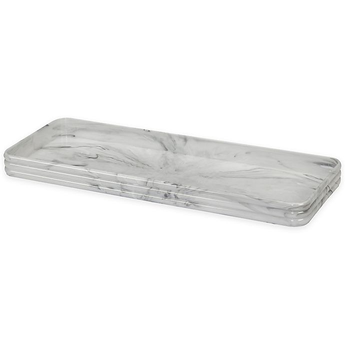 slide 1 of 1, Creative Bath Toilet Tank Tray with Bumpers - Marble White, 1 ct