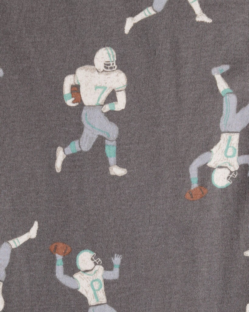 slide 3 of 3, Carter's Boys Football Print 100% Cotton Long-Sleeve 4-Piece Pajamas - White/Blue Blue/Grey 10, 4 pc
