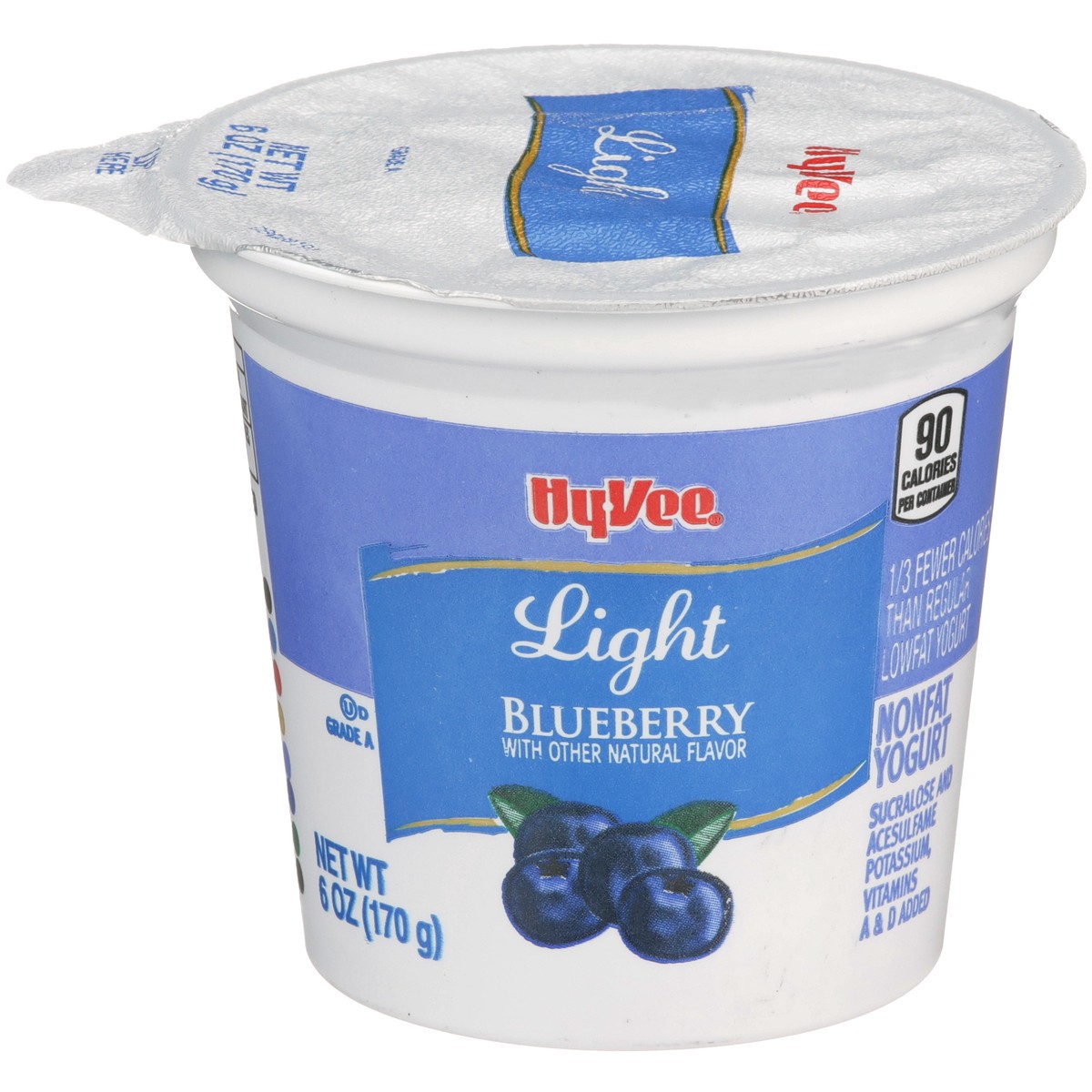 slide 1 of 8, Hy-vee Blueberry Light Nonfat Yogurt, 6 oz