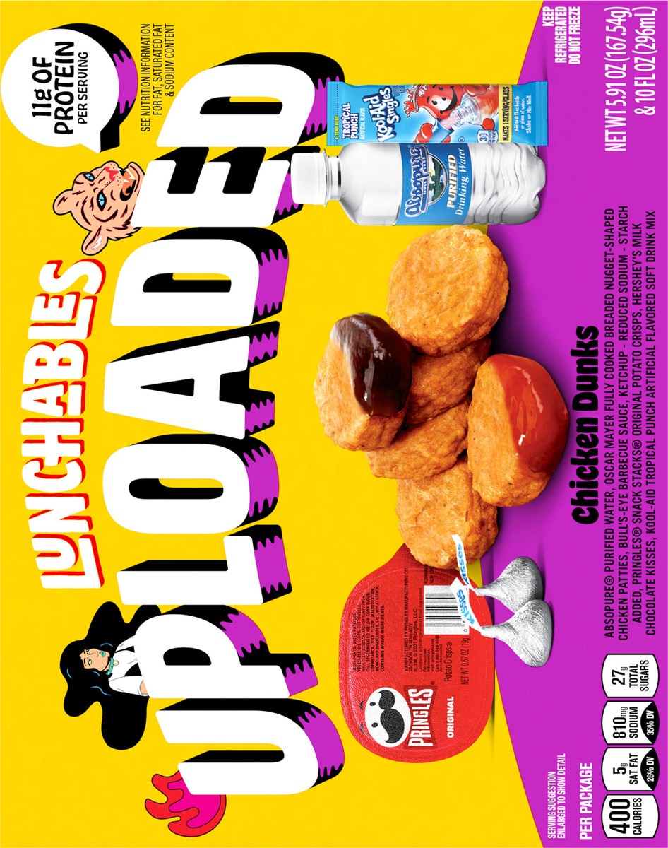 slide 5 of 9, Lunchables Uploaded Chicken Dunks with BBQ Sauce, Ketchup, Original Pringles, Hershey's Milk Chocolate Kisses, Water and Kool-Aid Powdered Drink Mix, 15.91 oz Box, 15.91 oz