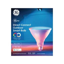 GE Cync Full Color Direct Connect Smart PAR38 Outdoor Flood Light Nondimmable Light Bulb - 1 Pack