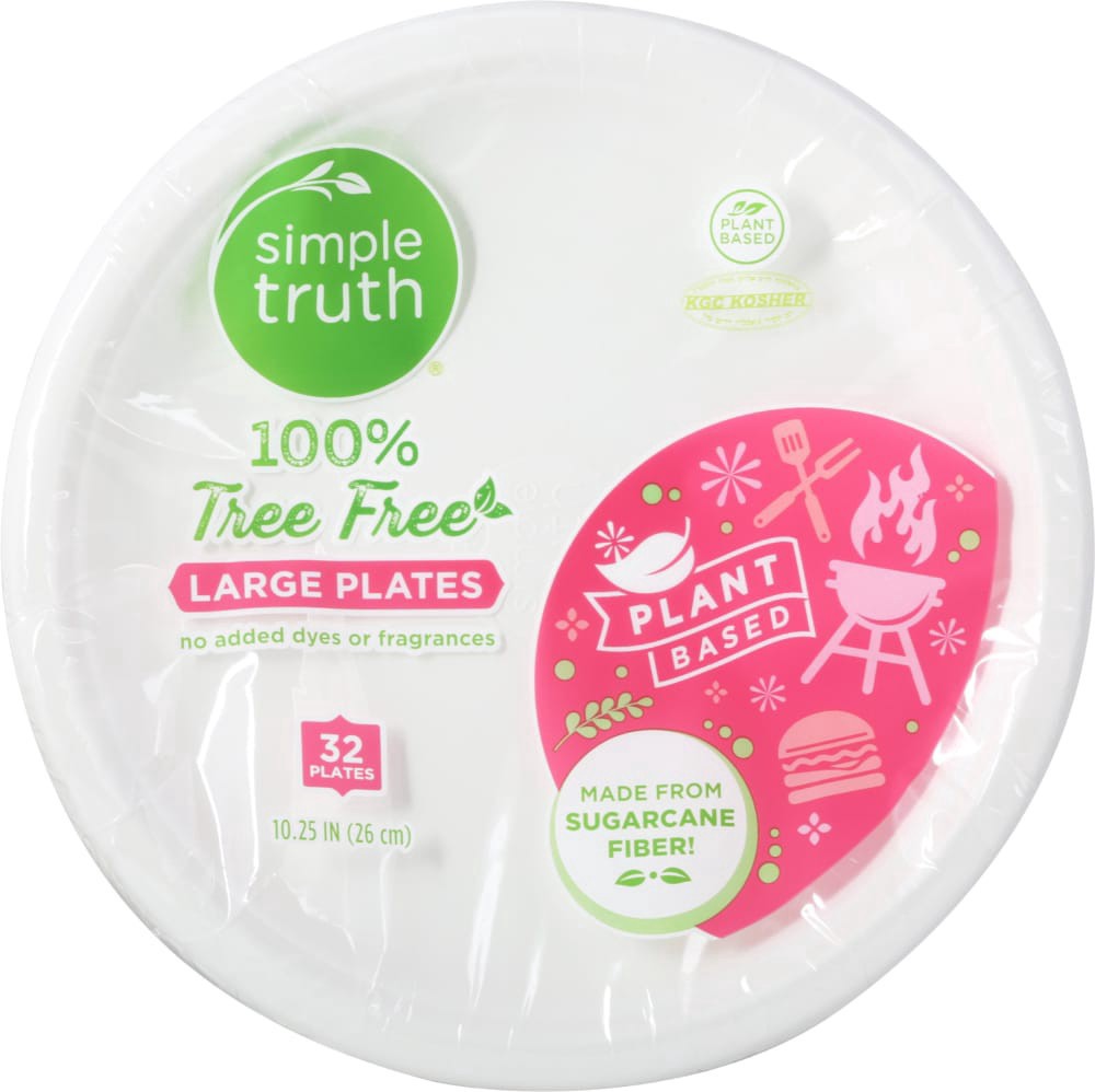slide 1 of 2, Simple Truth 10-Inch Tree Free Large Paper Plates, 32 ct