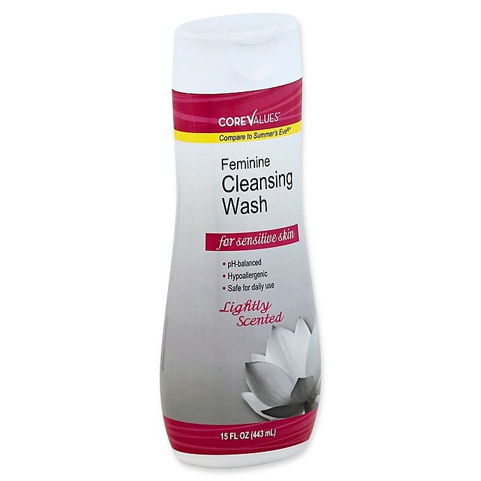 slide 1 of 1, Core Values Lightly Scented Feminine Cleansing Wash for Sensitive Skin, 15 fl oz