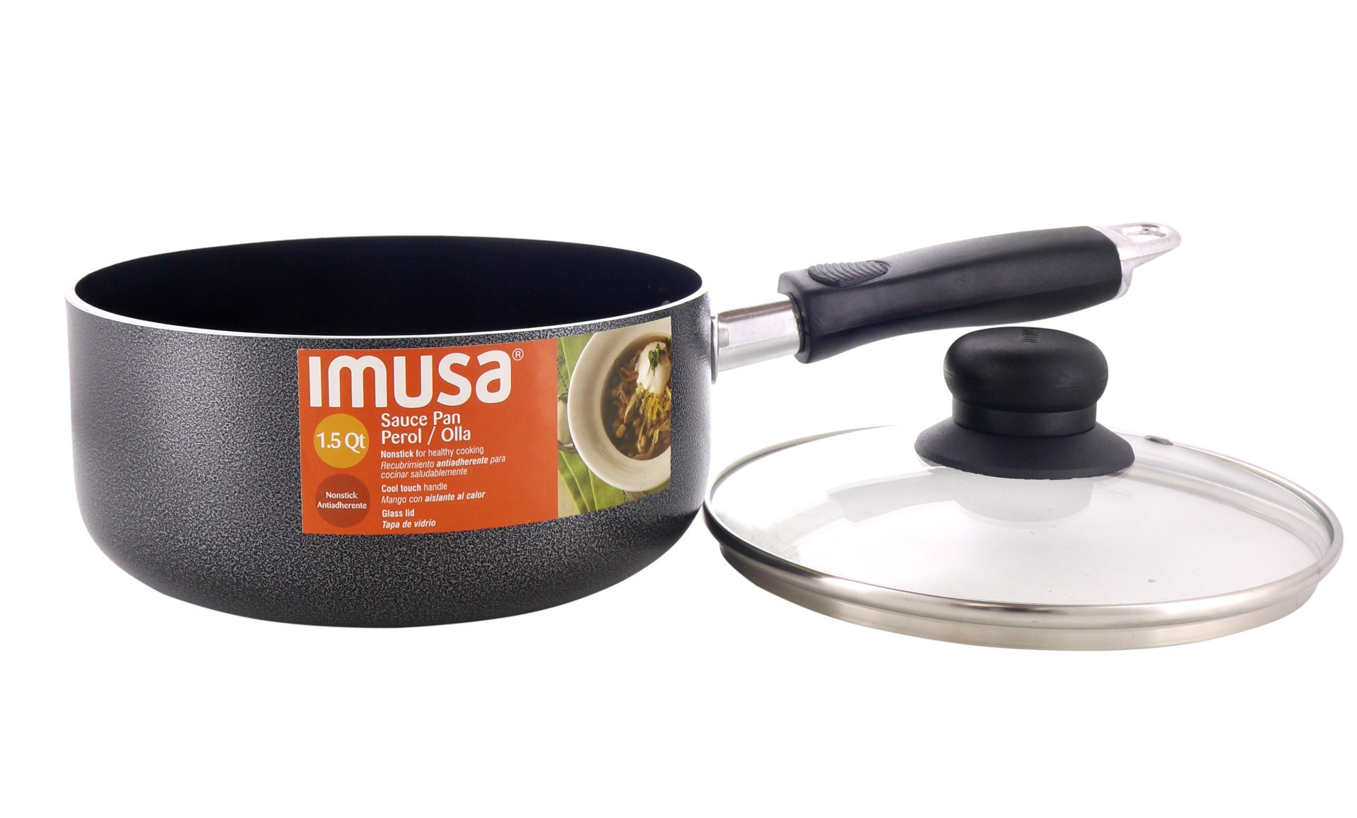 slide 1 of 1, IMUSA Sauce Pan 1.5 Qt Glass Lid N/s, 1.5 qt