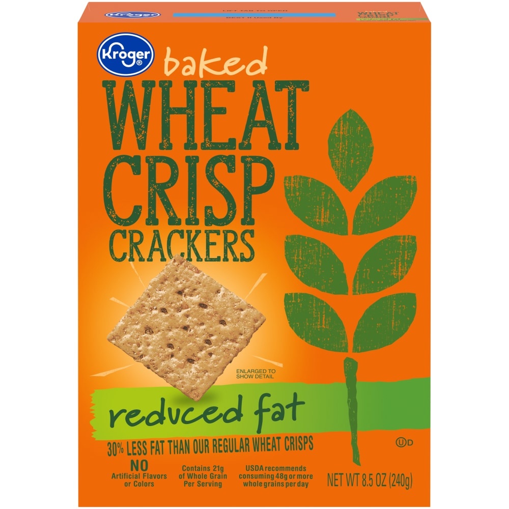 slide 1 of 1, Kroger Reduced Fat Wheat Crisp Crackers, 8.5 oz