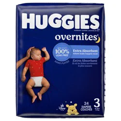 Huggies Overnites Nighttime Baby Diapers, Size 3 (16-28 lbs), 24 Ct