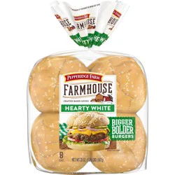 Pepperidge Farm Hearty White Hamburger Buns, 8-Pack Bag