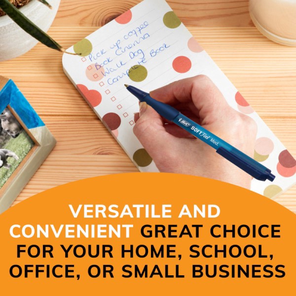 slide 5 of 5, BIC Soft Feel Retractable Ball Point Pen, Medium Point, 1.0MM, Fashion Assorted Ink, Pack of 18, 18 ct