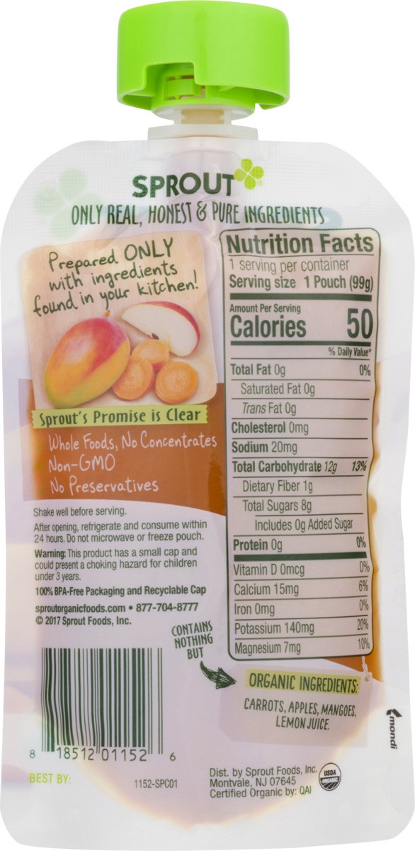 slide 2 of 10, Sprout Organics Carrot, Apple & Mango Baby Food 3.5 oz, 3.5 oz