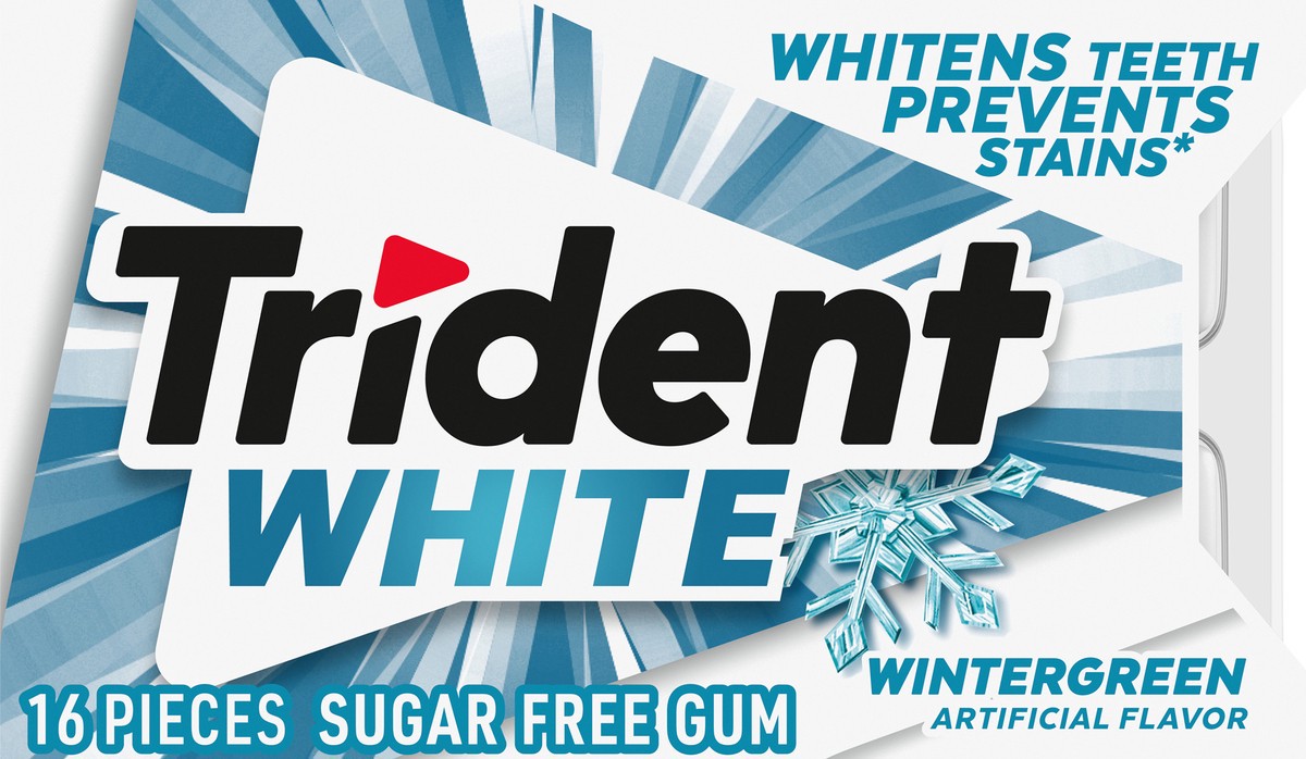 slide 8 of 9, Trident White Wintergreen Sugar Free Gum, 16 Piece Pack, 0.05 lb