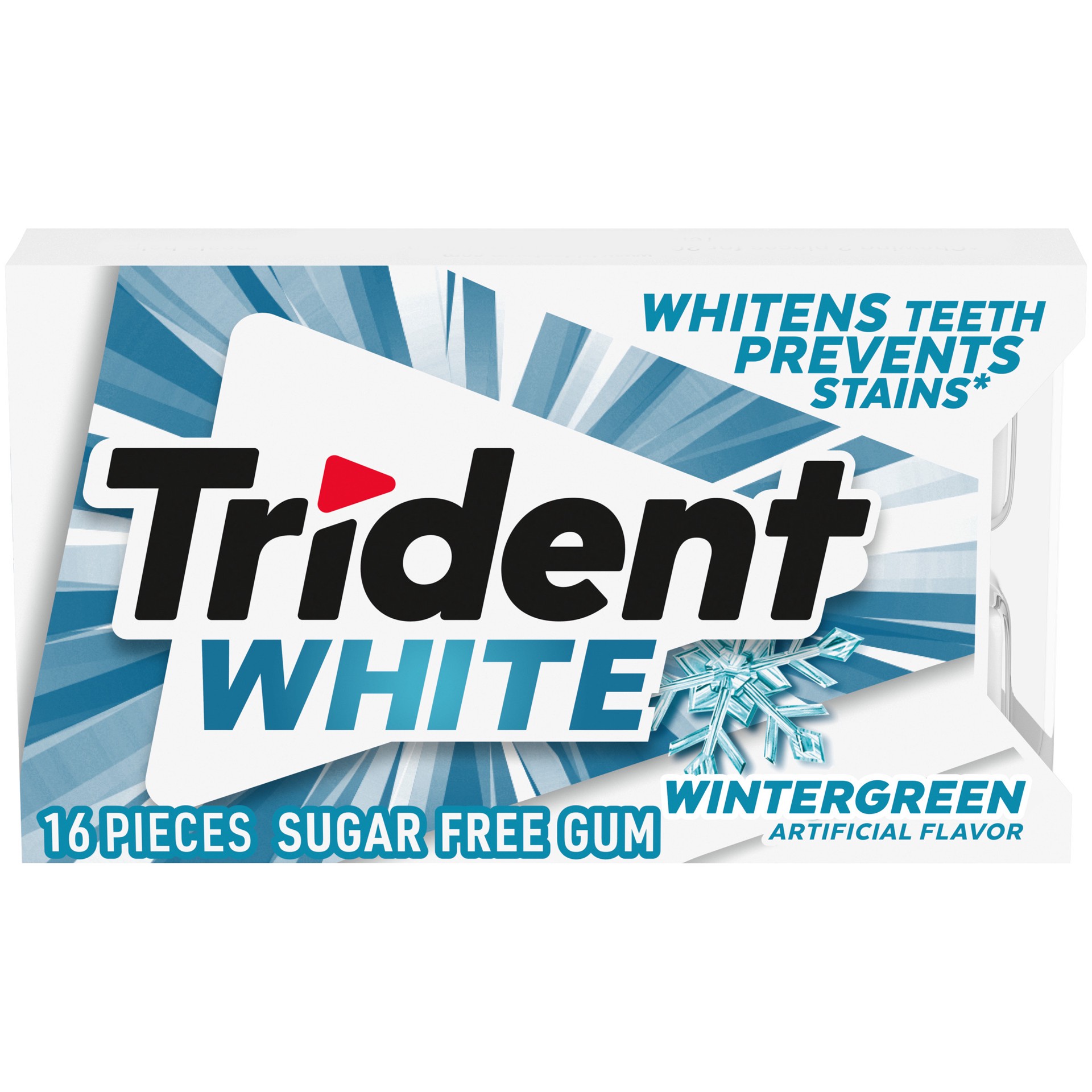 slide 1 of 9, Trident White Wintergreen Sugar Free Gum, 16 Piece Pack, 0.05 lb