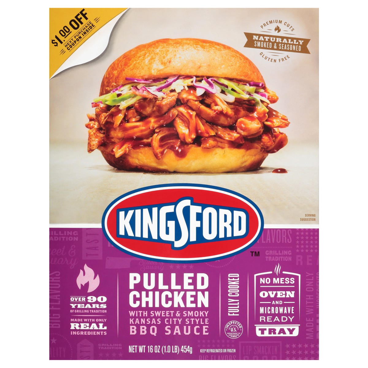 slide 1 of 3, Kingsford Pulled Chicken, 16 oz