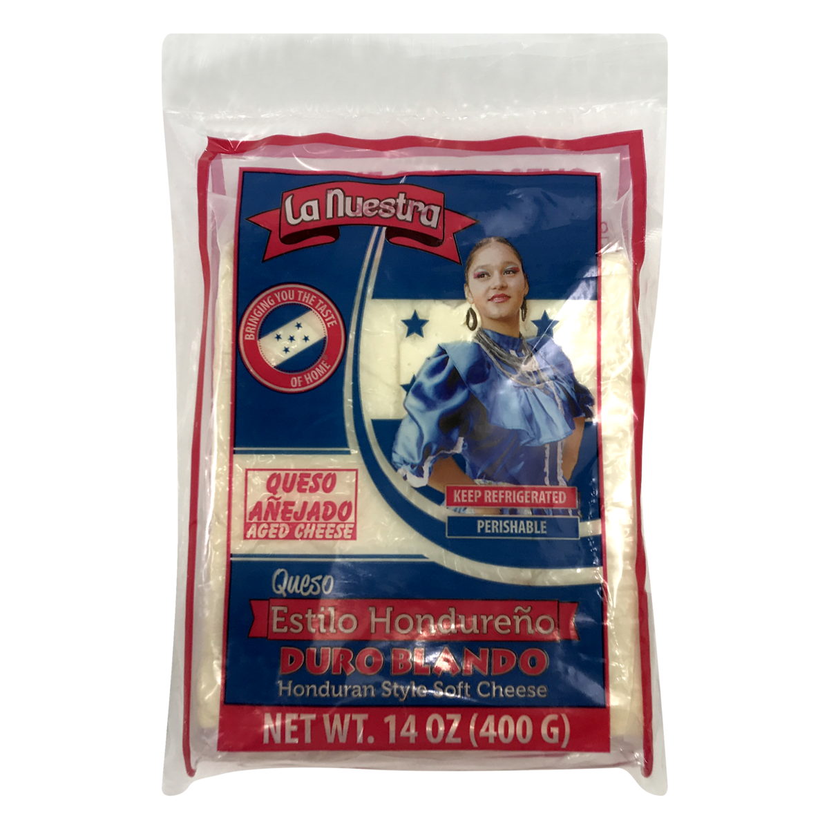 slide 1 of 1, La Nuestra Queso Duro Blando Hond, 14 oz