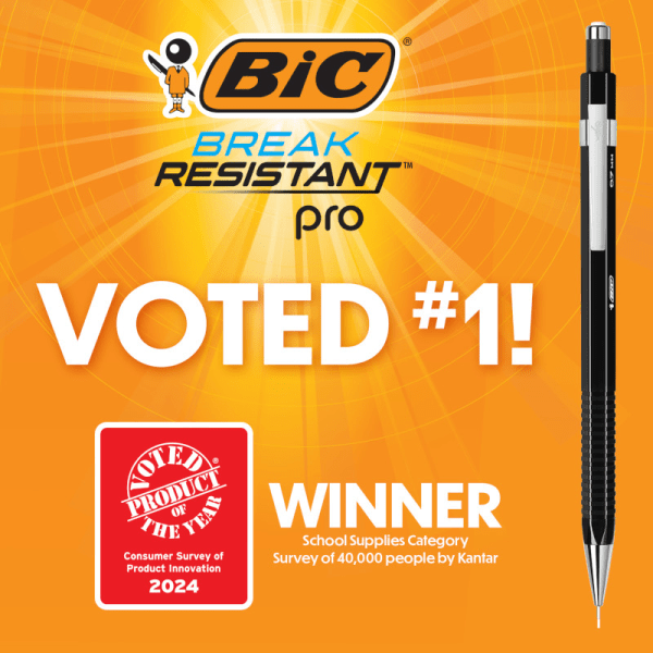 slide 5 of 5, BIC Break Resistant Pro Mechanical Pencil, 0.7MM, Medium Pt, Black Barrel, Pack of 2, 2 ct