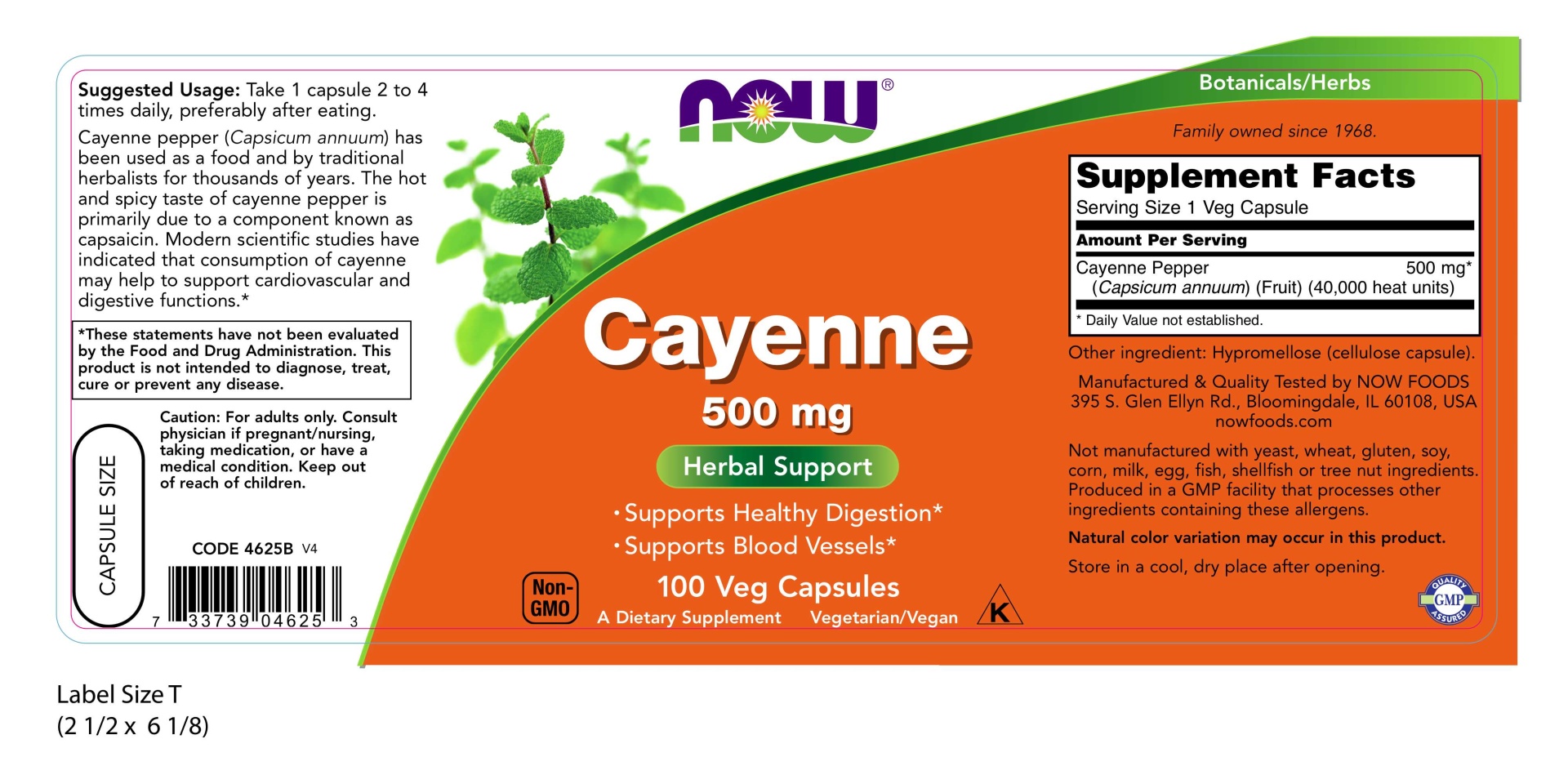 NOW Cayenne 500 mg Capsules 100 ct Shipt