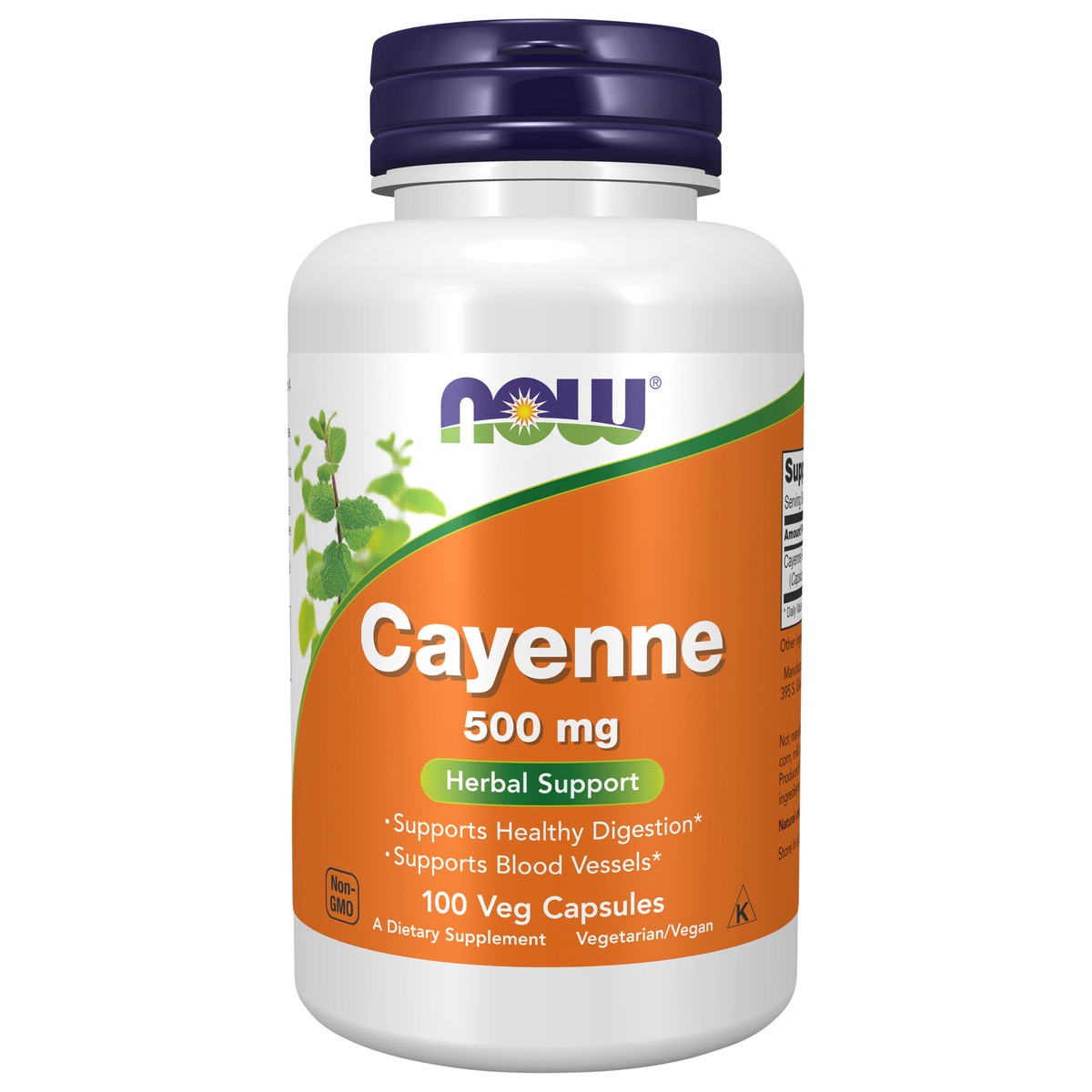 slide 1 of 4, NOW Cayenne 500 mg - 100 Veg Capsules, 100 ct