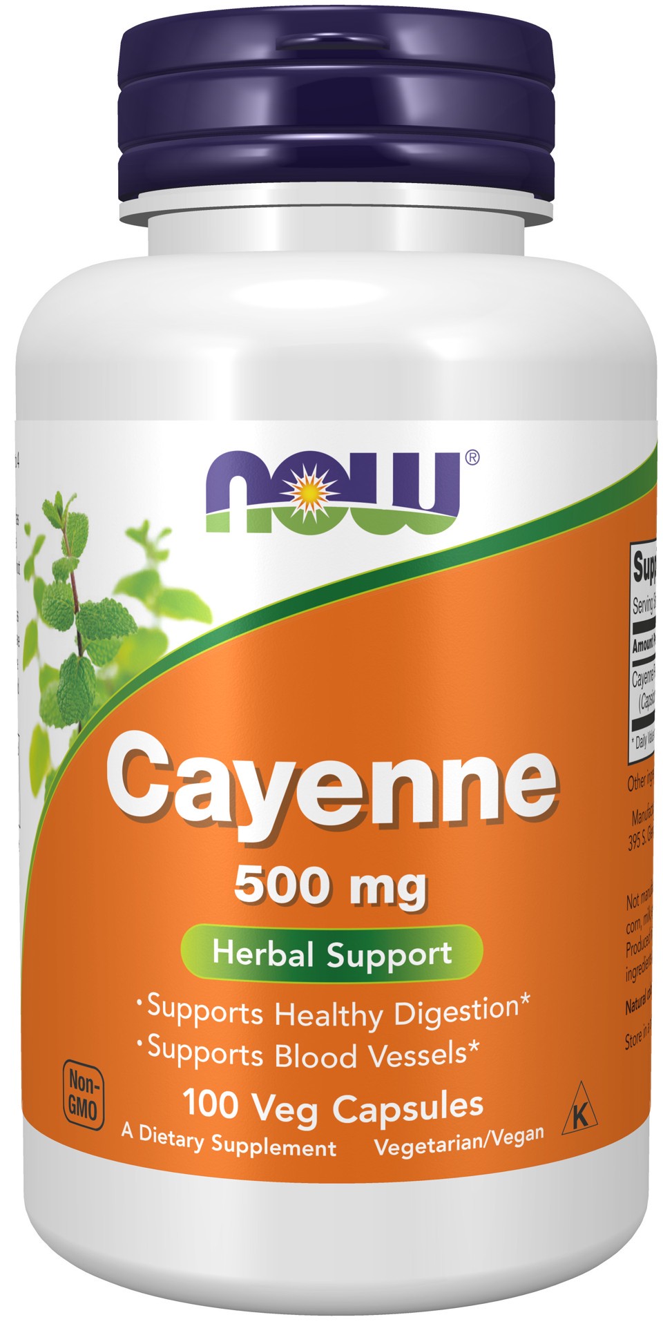 slide 1 of 4, NOW Cayenne 500 mg - 100 Veg Capsules, 100 ct