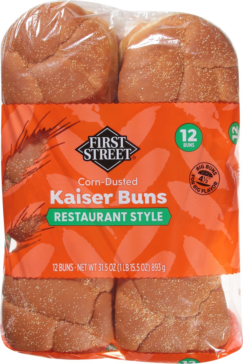 slide 13 of 13, First Street Kaiser Hamburger Buns, 28 oz