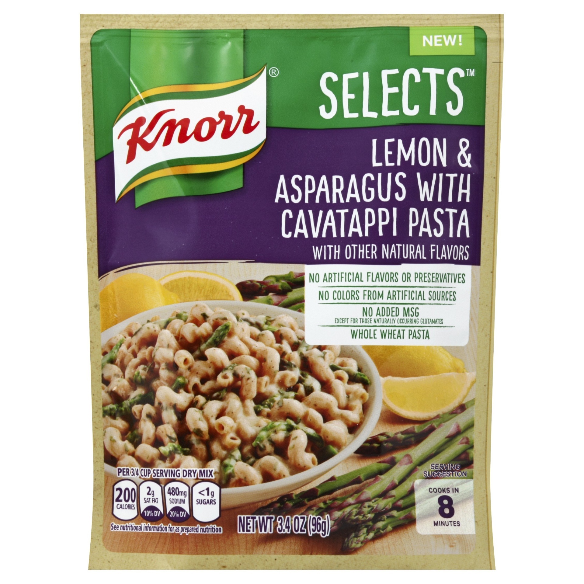 slide 1 of 1, Knorr Selects Lemon & Asparagus with Cavatappi Pasta, 3.4 oz