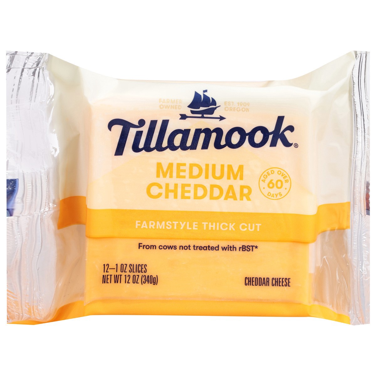 slide 1 of 5, Tillamook All Natural Sliced Medium Cheddar Cheese, 12 oz
