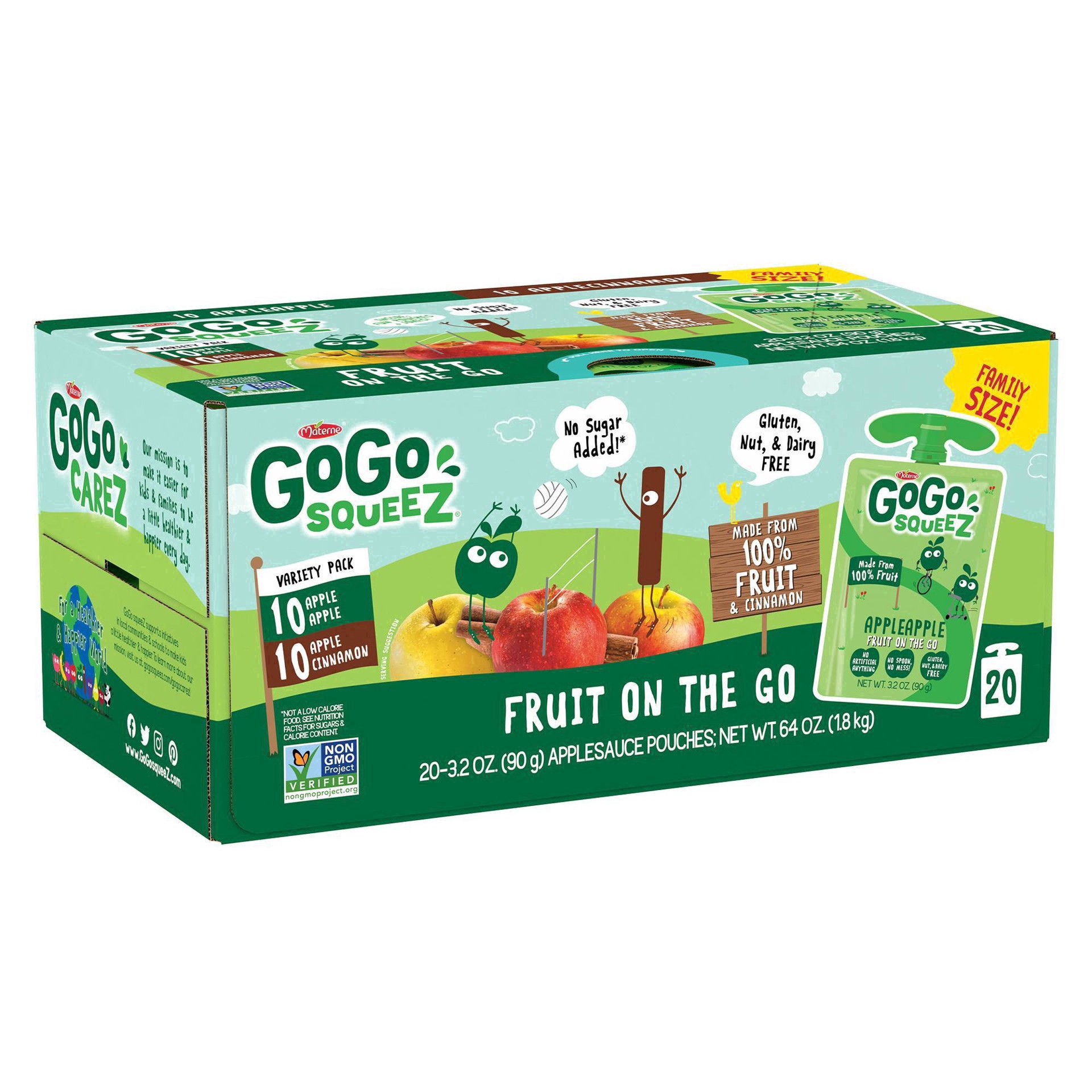 slide 20 of 67, GoGo squeeZ Fruit on the Go Applesauce Variety Pack Family Size 20 - 3.2 oz Pouches, 20 ct