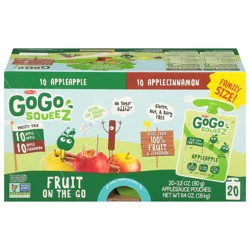 GoGo squeeZ Apple Apple and Apple Cinnamon Applesauce and Fruit Puree Variety Pack, 20 Pack