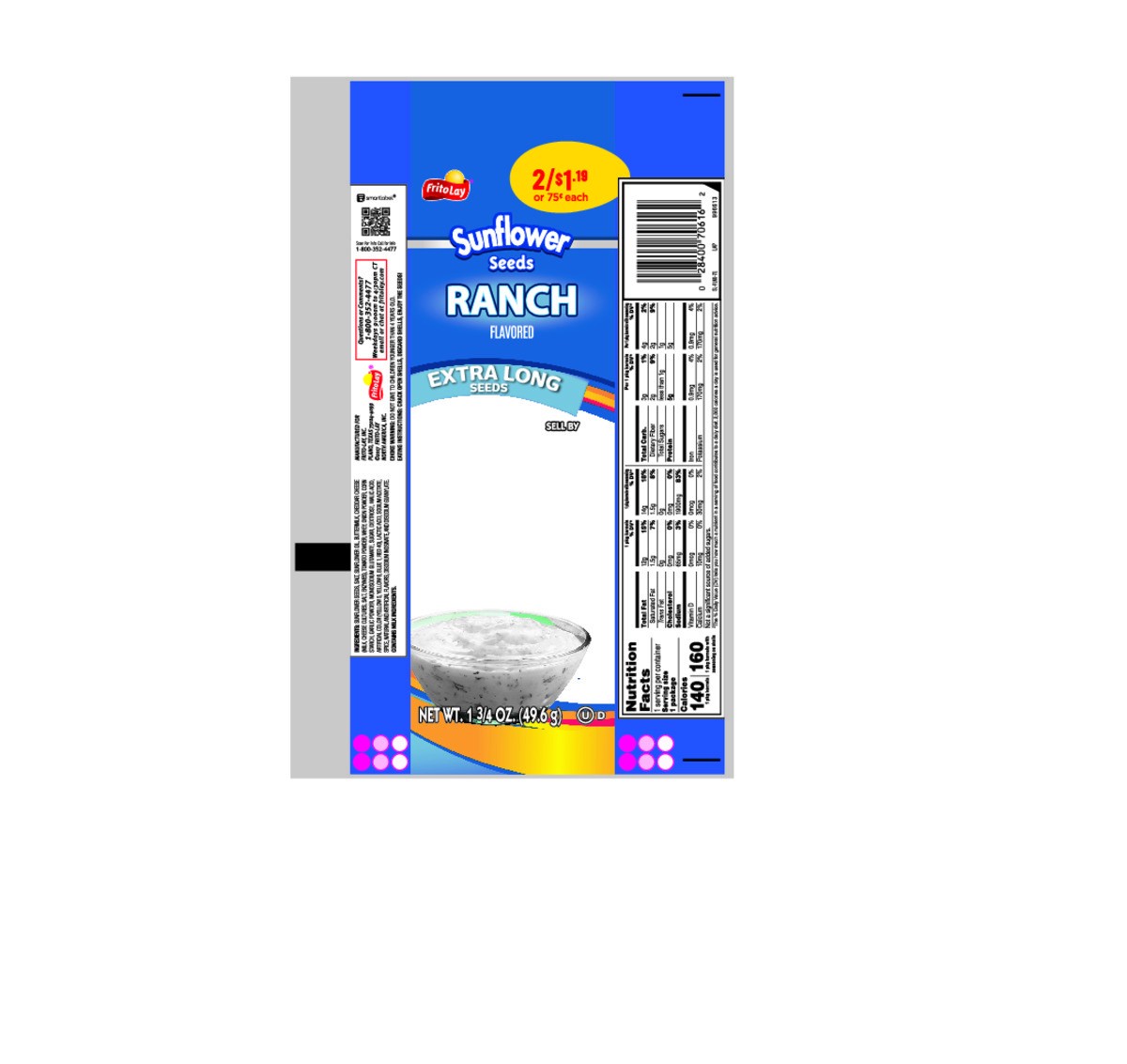 slide 4 of 8, Frito-Lay Sunflower Seeds Ranch 1 3/4 Oz, 1.75 oz