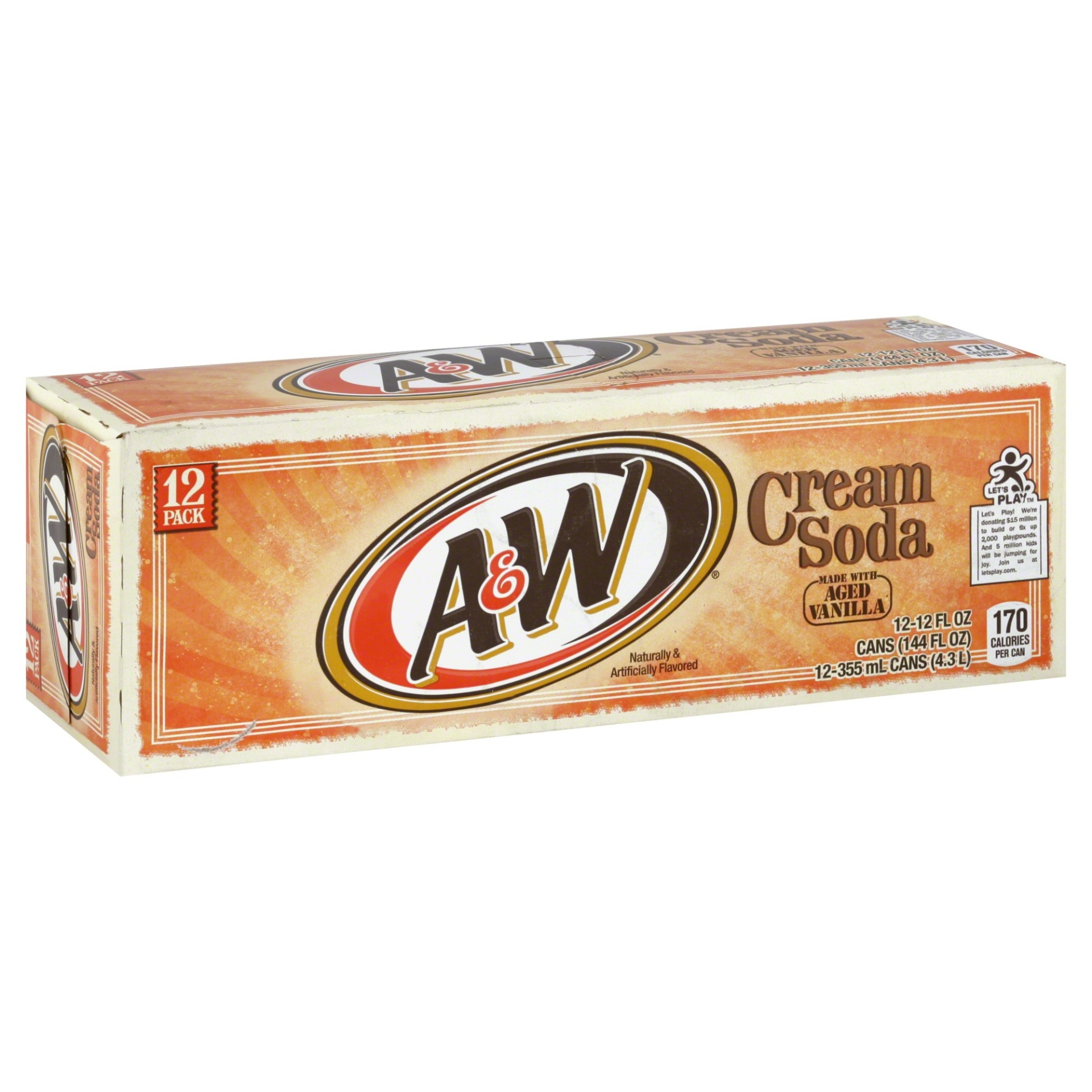 slide 1 of 1, A&W Cream Soda - 12 ct; 12 fl oz, 12 ct; 12 fl oz