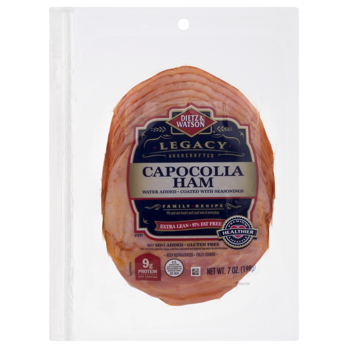 slide 1 of 1, Dietz & Watson Pre Sliced Capicola Ham, 7 oz