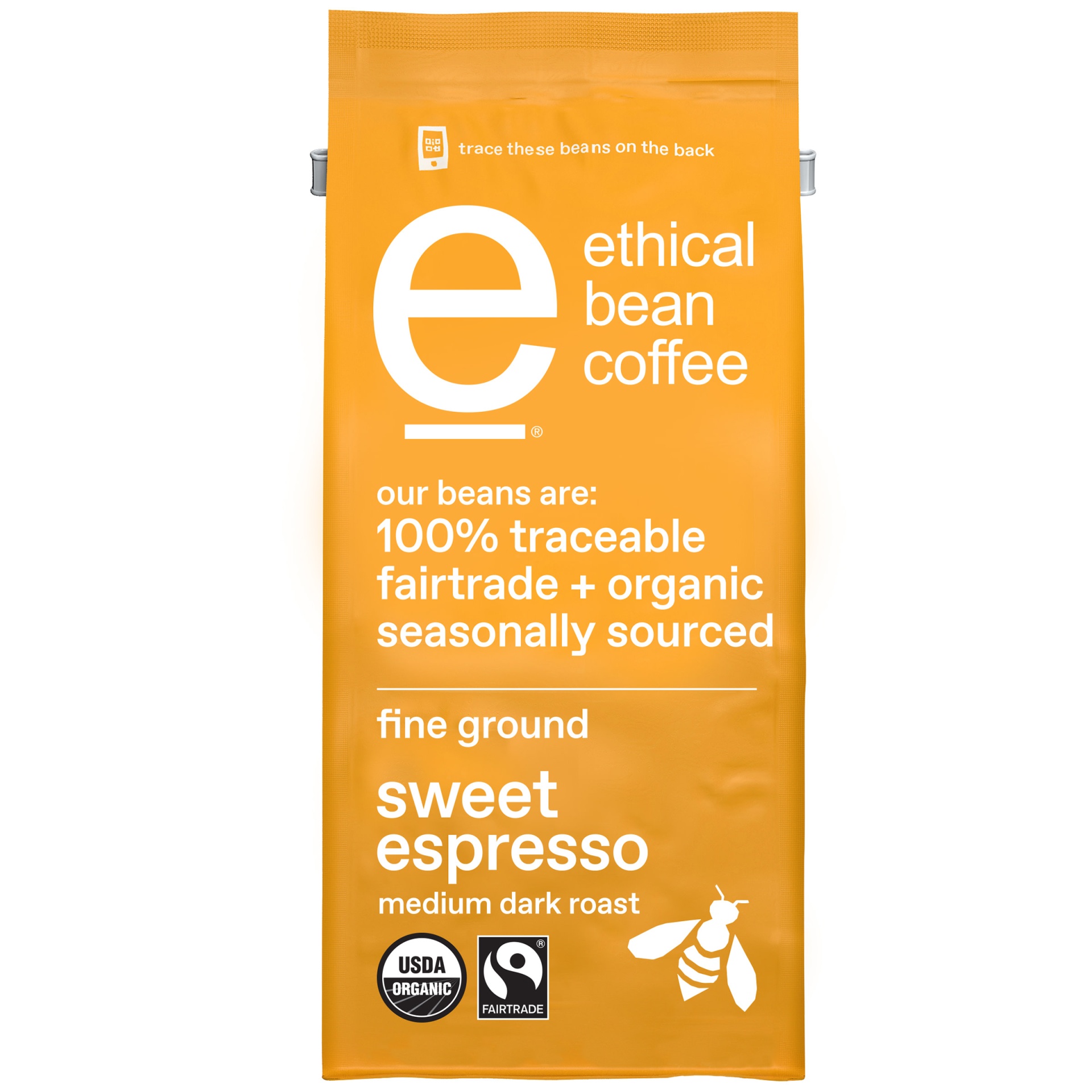 slide 1 of 1, Ethical Bean Coffee Sweet Espresso Medium Roast Organic Ground Coffee, 8 oz