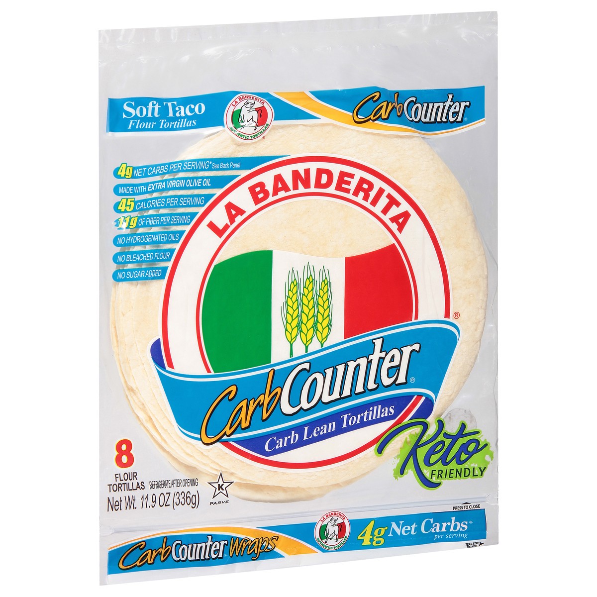slide 6 of 9, La Banderita Carb Counter, 8" Low Carb Tortilla, Keto Friendly, 8 ct
