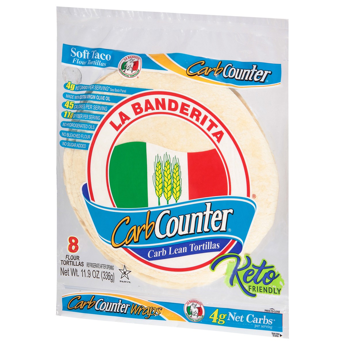 slide 7 of 9, La Banderita Carb Counter, 8" Low Carb Tortilla, Keto Friendly, 8 ct
