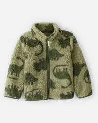 Carter's Toddler Boy Dinosaur Sherpa Zip-Up Jacket - Green Olive 2T