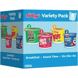 Kellogg''s Frosted Flakes, Froot Loops, Apple Jacks, Corn Pops Breakfast Cereal Variety Pack, 8 Count