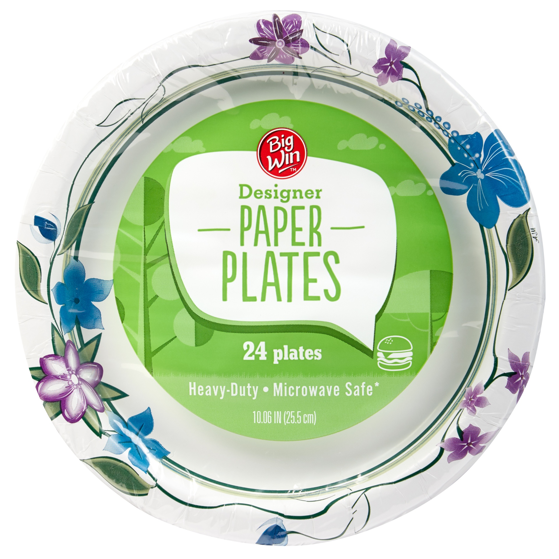 slide 1 of 2, Big Win Designer Paper Plates, 10.06 in, 24 ct